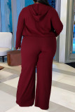 Rosa Moda Sportswear Patchwork Sólido Gola Com Capuz Plus Size Três Peças