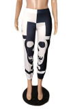 Witte mode casual print patchwork normale hoge taille broek