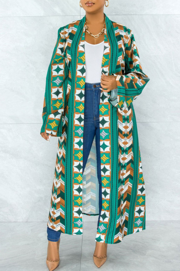 Flerfärgad Fashion Casual Print Cardigan Ytterkläder
