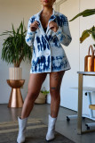 Khaki Fashion Casual Print Cardigan Umlegekragen Oberbekleidung