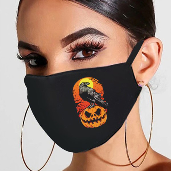 ブラックオレンジファッションカジュアルプリントマスク