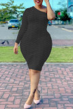 Mode noire sexy solide patchwork une épaule une étape jupe robes