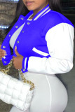 Голубой модный повседневный лоскутный кардиган, верхняя одежда