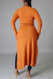 Tangerine Red Повседневная однотонная пуговица в стиле пэчворк Асимметричная верхняя одежда с V-образным вырезом