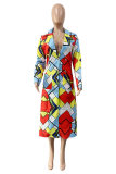Färg Mode Casual Print Cardigan Turndown-krage Ytterkläder