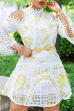Белые платья с вышивкой и V-образным вырезом в стиле пэчворк с вышивкой и V-образным вырезом