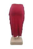 ブルゴーニュファッションカジュアルソリッドタッセルプラスサイズのスカート