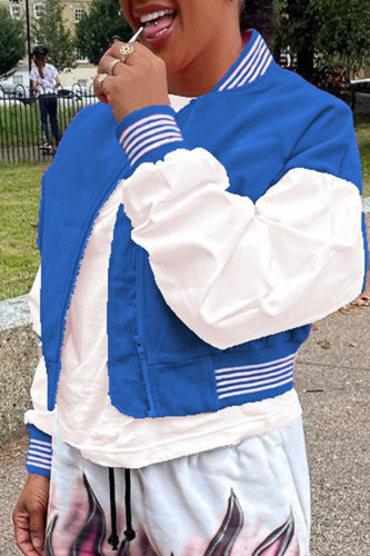 Blå Mode Casual Patchwork Cardigan Ytterkläder