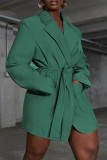 Cyan Fashion Casual Solid Cardigan Turndown Collar Prendas de abrigo
