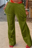 Grün Mode Lässig Solide Basic Regular Mittlere Taille Herkömmliche einfarbige Unterteile