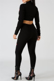 White Casual Sportswear Patchwork See-through Zipper Collar Long Sleeve Two Pieces