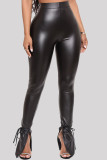 Zwarte modieuze casual skinny broek met hoge taille en hoge taille