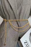 Corrente de cintura vazada sólida moda ouro