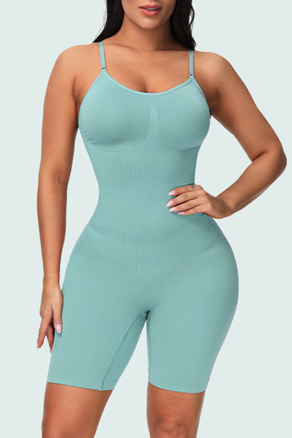 Vert Sexy Sportswear Solid Backless Spaghetti Strap Skinny Barboteuse