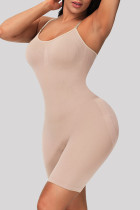 Абрикосовая сексуальная спортивная одежда, однотонный обтягивающий комбинезон на тонких бретелях с открытой спиной