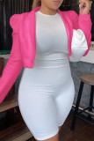 Rosa Mode Casual Solid Cardigan Ytterplagg med bakkrage
