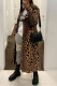 Leopard Print Fashion Casual Solid Leopard Cardigan Turndown Collar Outerwear
