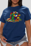 Grijze casual T-shirts met patchwork en O-hals