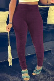 Pink Fashion Casual Solid Skinny High Waist Pencil Trousers