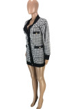 White Fashion Casual Print Patchwork Cardigan V Neck Outerwear