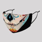 Black Red Fashion Casual Print Patchwork Mask