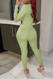 Grön Sexig Casual Solid urhålad Skinny Jumpsuits med fyrkantig krage
