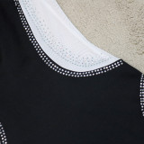 Черные сексуальные однотонные прозрачные платья в стиле пэчворк с V-образным вырезом и юбкой в ​​один шаг