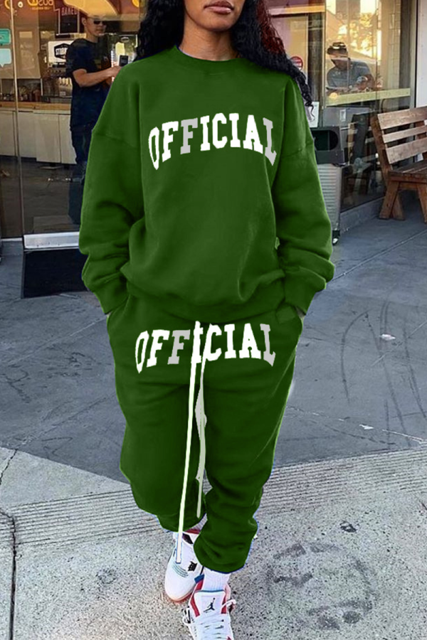 Зеленая спортивная одежда с принтом и буквой O с длинным рукавом из двух частей