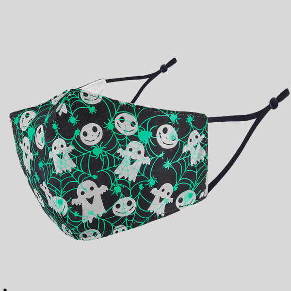 Zwart groen mode casual schedel hoofd print patchwork masker