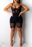 Black Fashion Sexy Patchwork See-through Backless Bustiers
