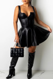 ブラックファッションカジュアルソリッドベーシックレギュラーハイウエストスカート