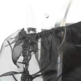 Zwarte sexy effen patchwork vouw off-the-shoulder rokjurken met één stap