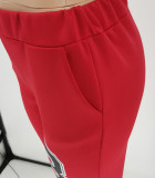 Rose rouge vêtements de sport décontractés imprimé Patchwork boucle col Mandarin manches longues deux pièces