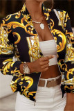Khaki Fashion Casual Print Cardigan Zipper Collar Oberbekleidung