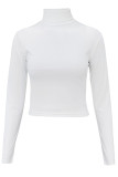 Witte mode casual effen basic coltrui tops