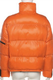 Prendas de abrigo con cuello de cremallera de patchwork sólido casual de moda naranja