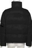 Prendas de abrigo con cuello de cremallera de patchwork sólido informal de moda negra
