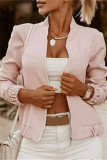 Khaki Fashion Casual Print Cardigan Zipper Collar Outerwear
