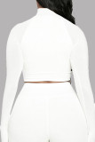 Tops de cuello alto básicos sólidos casuales de moda blanca