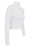 Witte mode casual effen basic coltrui tops