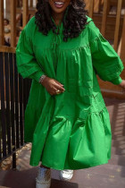 Зеленые повседневные однотонные платья-водолазки в стиле пэчворк со складками уздечки