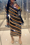 Коричневые сексуальные платья с геометрическим принтом и круглым вырезом в стиле пэчворк, одношаговые юбки-платья