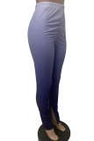 Pantalones lápiz de cintura alta regular con estampado de cambio gradual casual de moda azul