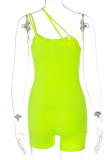 Green Yellow Sexy Casual Solid Color Suspender Jumpsuits Skinny Romper