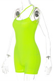 Green Yellow Sexy Casual Solid Color Suspender Jumpsuits Skinny Romper