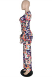 Robes à manches longues multicolores à imprimé décontracté à col rond et à la mode