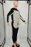 Blue Gray Casual Sportswear Solid Patchwork Zipper Hooded Collar Long Sleeve Two Pieces