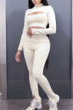 Brown Sexy Casual Solid Bandage Turtleneck Long Sleeve Two Pieces