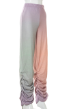 Rosafarbene, lässige, allmählich wechselnde Patchwork-Harlan-Harlan-Hose mit mittlerer Taille und durchgehendem Print