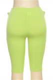 Calça de cintura alta verde moda casual sólida básica skinny